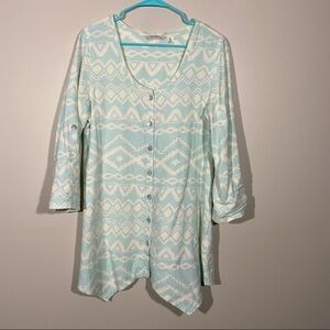 Soft Surroundings Aztec Print Button Up S